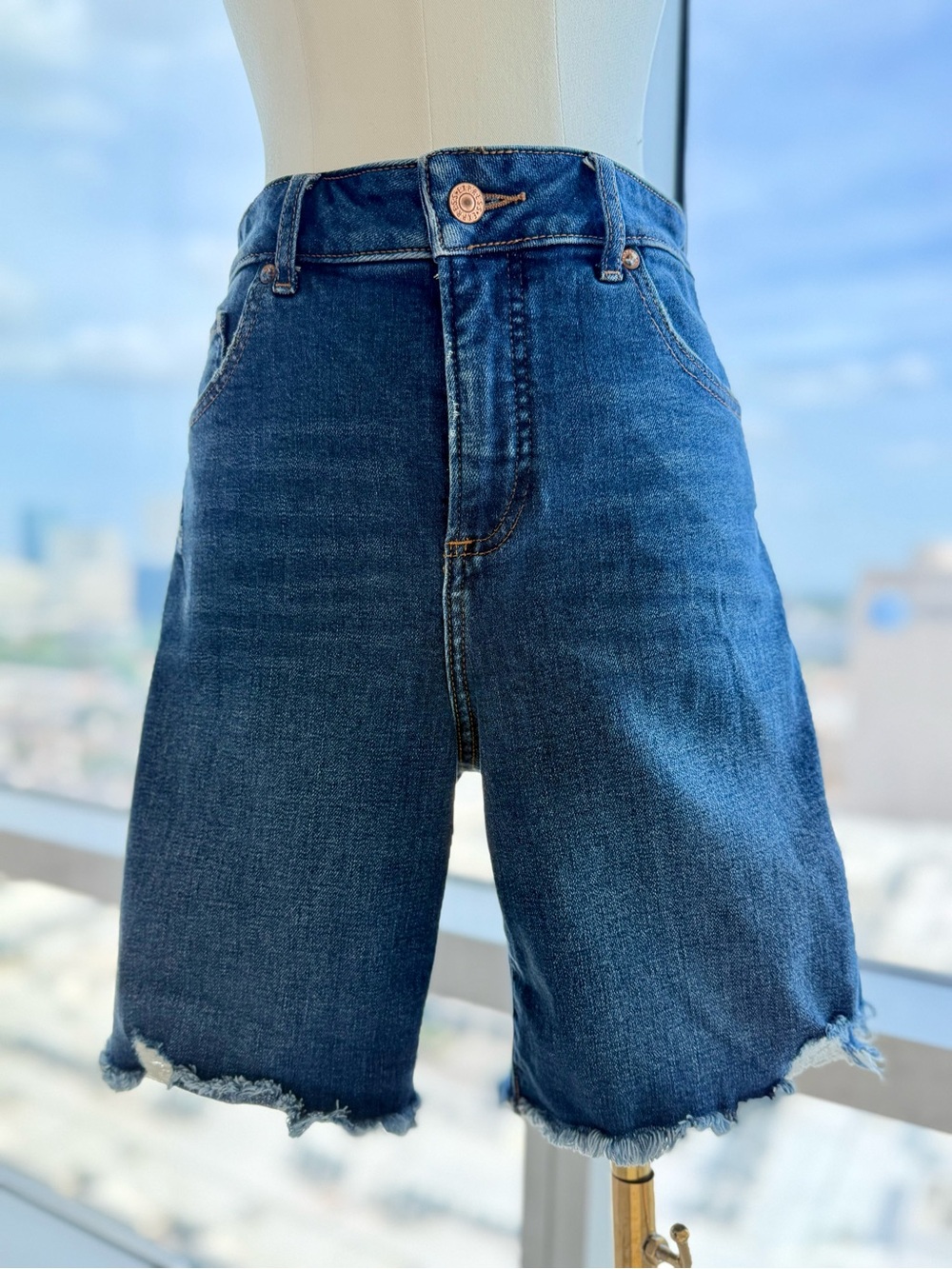 Express Curvy Bermuda High Rise Denim Shorts Size 2